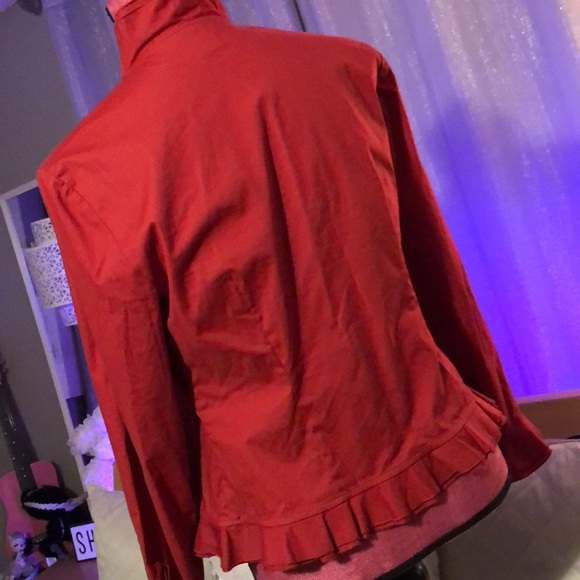 Rust Ruffle Blouse-Petite - Picture 7 of 8